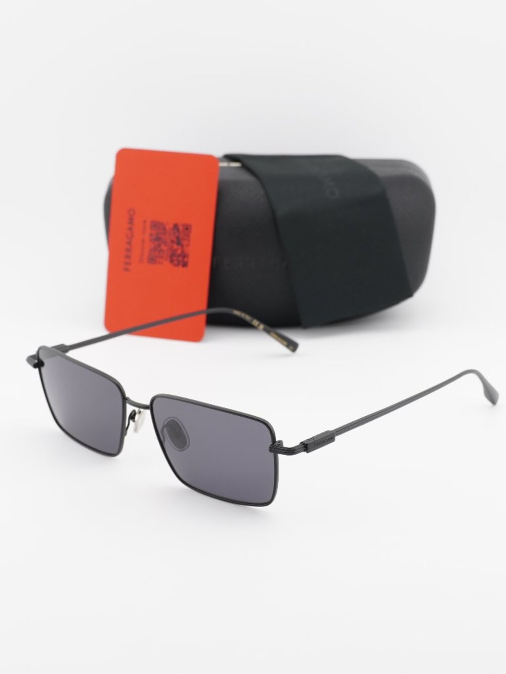 Salvatore Ferragamo SF309S 002 Rectangle Sunglasses - Black / Grey